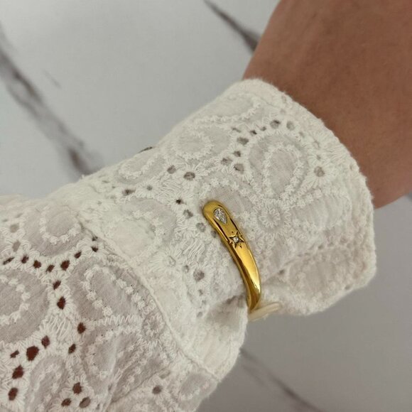 SKU:0474 gold bracelet zircon stone star material stainless steel + gift box - Picture 5 of 6